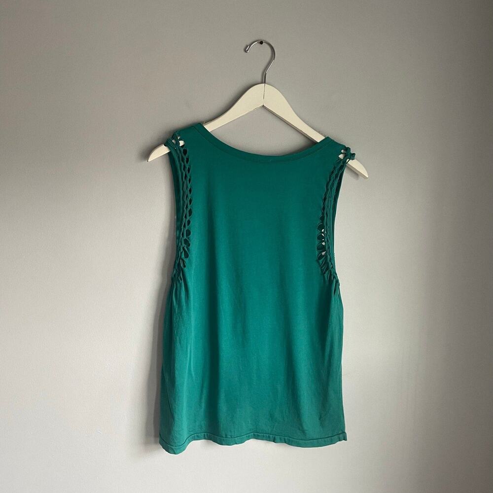 Splendid Teal Tank Top Cutout size Small Festival Basic Summer Rave Bright Comfy